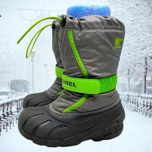 SOREL Boys Flurry W.P. -25 degree Insulated Gray Snow Winter Boots US Size 13